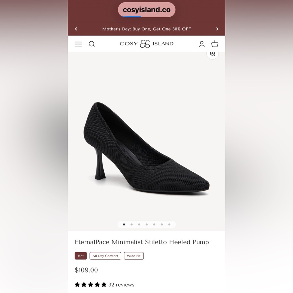 Cosy Island Black Pointed Knit Heel Pump - Picture 10 of 10
